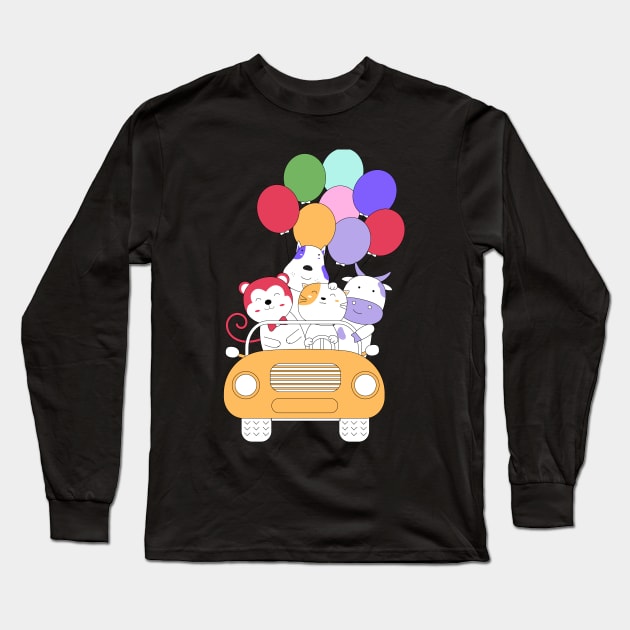 Cute Animals Long Sleeve T-Shirt by Lovely Arts